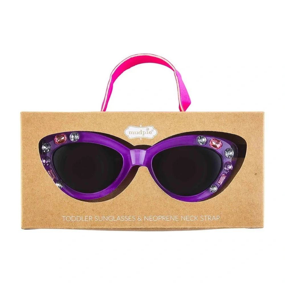 Mud Pie Purple Cat Eye Sunglasses with Strap Age 2-5